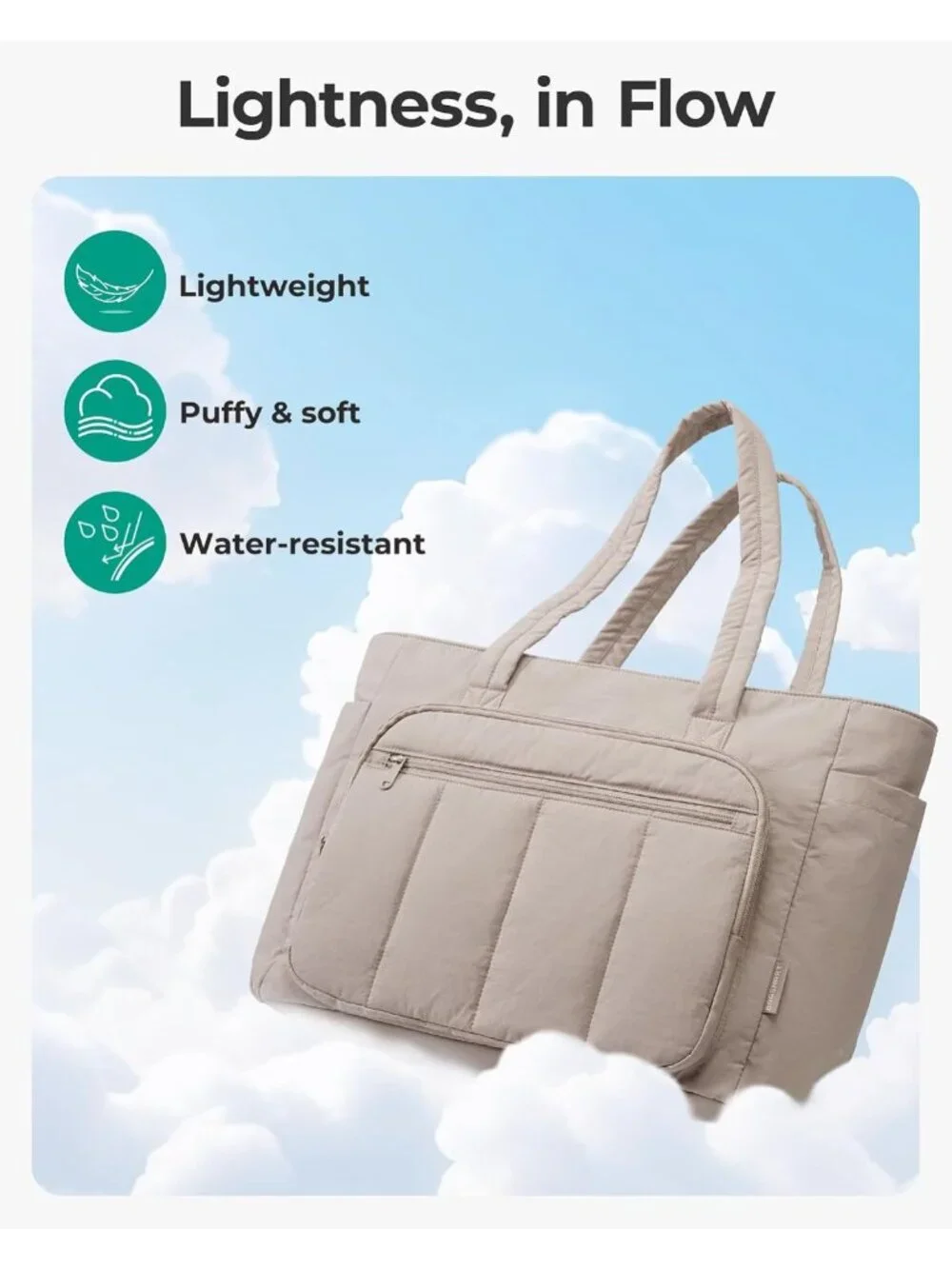 Stylish Quilted Tote Bag Set for Women | 15.6'' Laptop & Work Travel, 20L